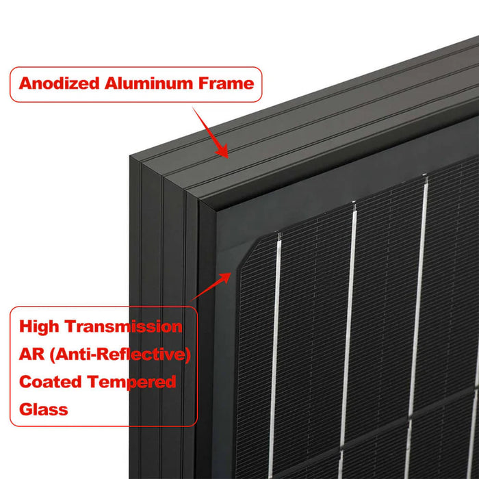 Rich Solar MEGA 100 ONYX | 100 Watt Monocrystalline Solar Panel | Best 12V Black Panel for VAN RVs and Off-Grid |