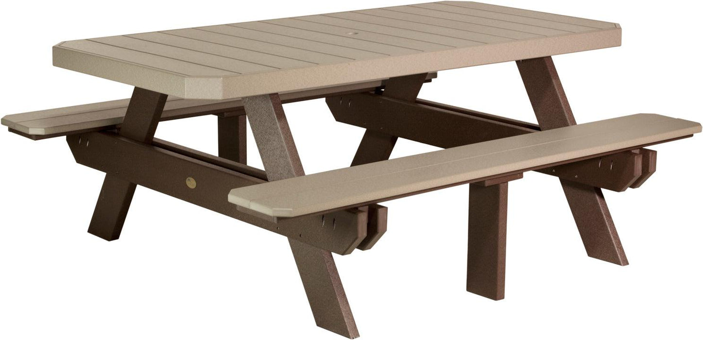 LuxCraft Recycled Plastic 6' Dining Height Rectangular Picnic Table