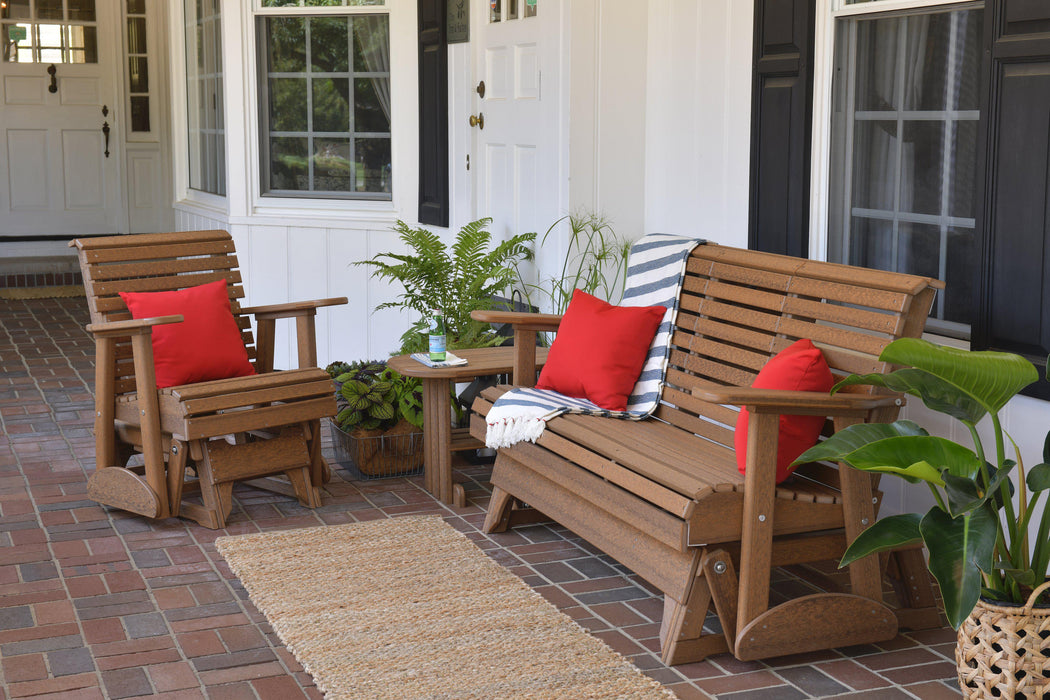 LuxCraft 5' Rollback Recycled Plastic Patio Glider with Flip Down Center Console