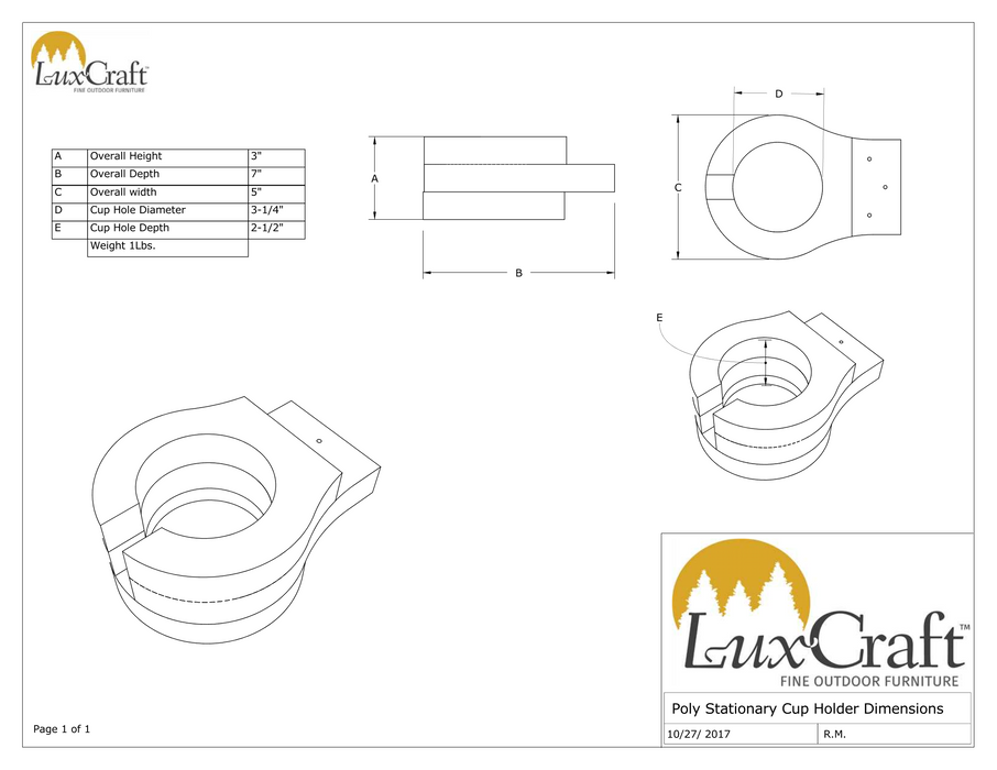 LuxCraft Recycled Plastic Stationary Cup Holder