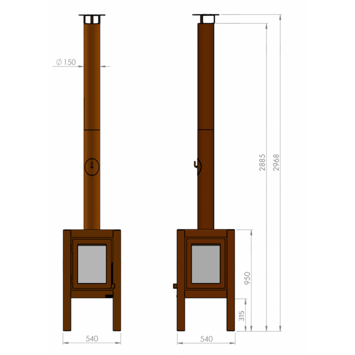 RB73 Quaruba XL 3-Sided Glass Outdoor Fireplace QUARUBA-XL-3