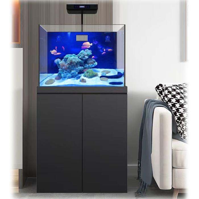 Aqua Dream Coral Reef Aquarium Tempered Glass 90 Gallon Tank Complete Set Black including one Coral light & one Protein Skimmer