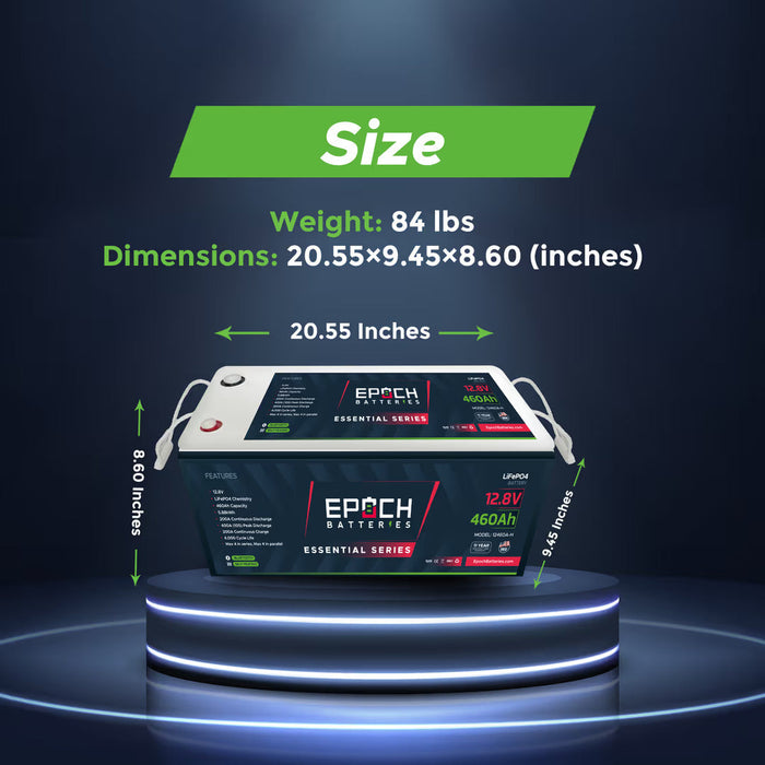 Epoch Batteries 12V 460Ah | Heated & Bluetooth | LiFePO4 Battery - Epoch Essentials