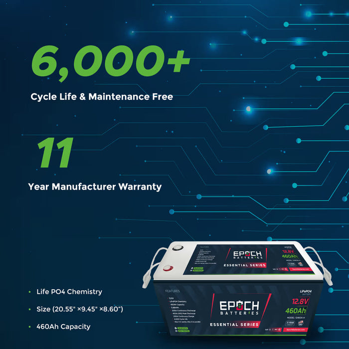Epoch Batteries 12V 460Ah | Heated & Bluetooth | LiFePO4 Battery - Epoch Essentials