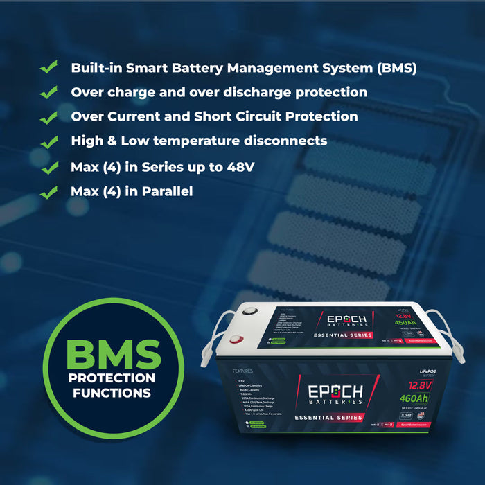 Epoch Batteries 12V 460Ah | Heated & Bluetooth | LiFePO4 Battery - Epoch Essentials