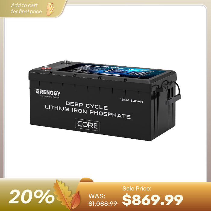 Renogy 12V 300Ah Deep Cycle Lithium Iron Phosphate Battery w/Self-Heating | Core Series