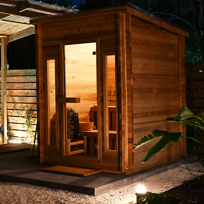 Redwood Outdoors Cabin Outdoor Sauna - 4 Person w/ Harvia KIP 8kW Heater