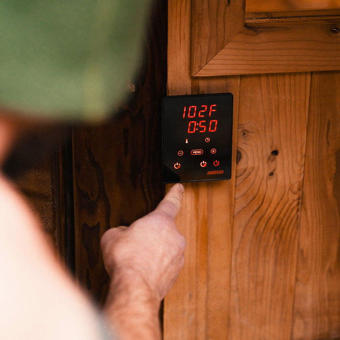 Redwood Outdoors Cabin Outdoor Sauna - 4 Person w/ Harvia Spirit Wi-Fi 8kW Heater