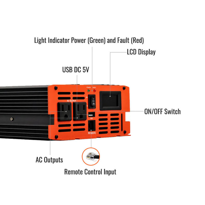 Rich Solar 2000 Watt 12 Volt Industrial Pure Sine Wave Inverter