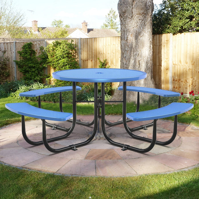 Chery Industrial 46" Metal Round Portable Picnic Table with Umbrella Hole