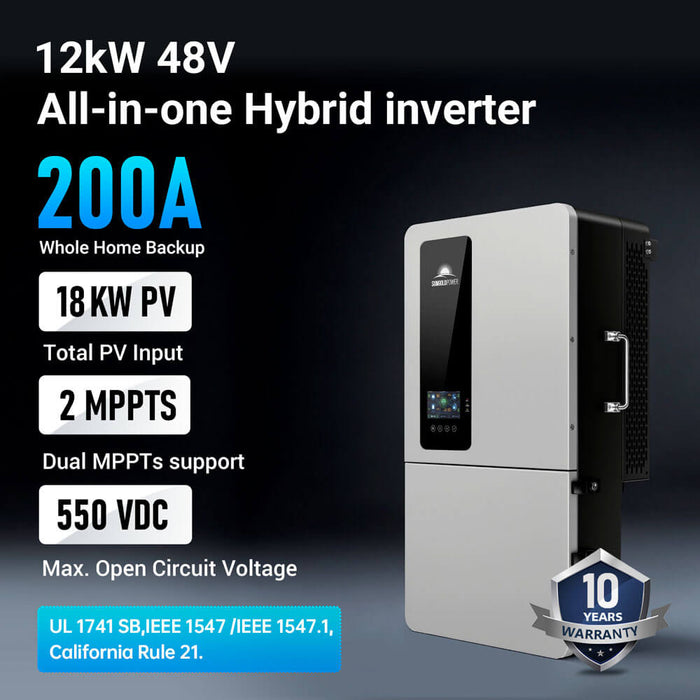 SunGoldPower Hybrid Inverter and PowerMax Battery Bundle 12-24kW 16.07-96.42kWh - SGE-12K18MAX