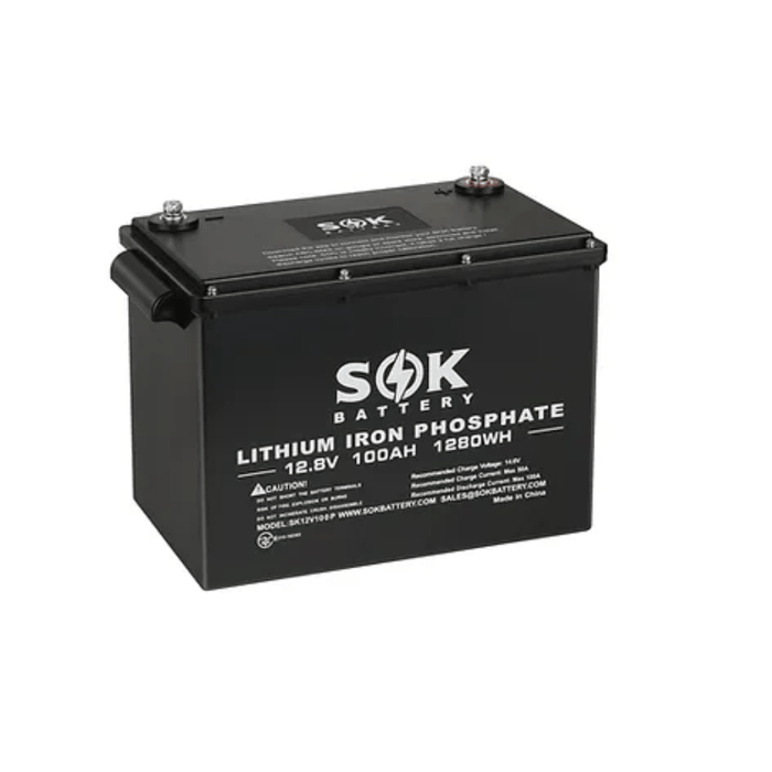 SOK Battery 12V 100Ah LiFePO4 Marine Grade Battery