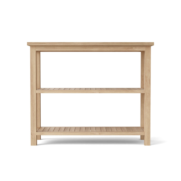Anderson Teak Towel Console Table with 4-Wicker Baskets