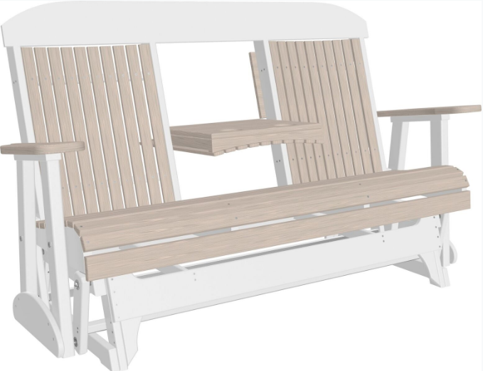 LuxCraft Classic Highback 5ft. Recycled Plastic Glider with Flip Down Center Console
