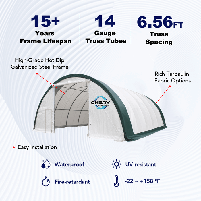 Chery Industrial Single Truss Arch Storage Shelter W30'xL40'xH15'