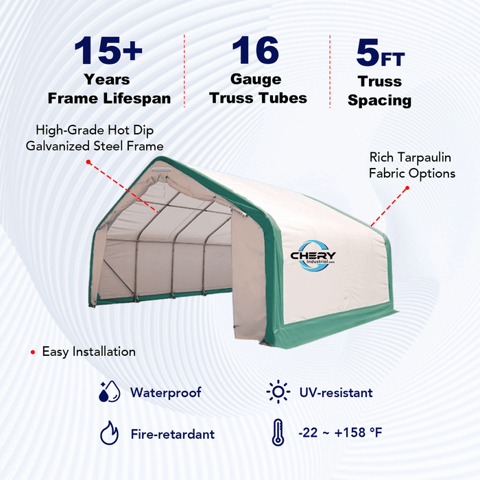Chery Industrial Single Truss Storage Shelter W20'xL40'xH12'