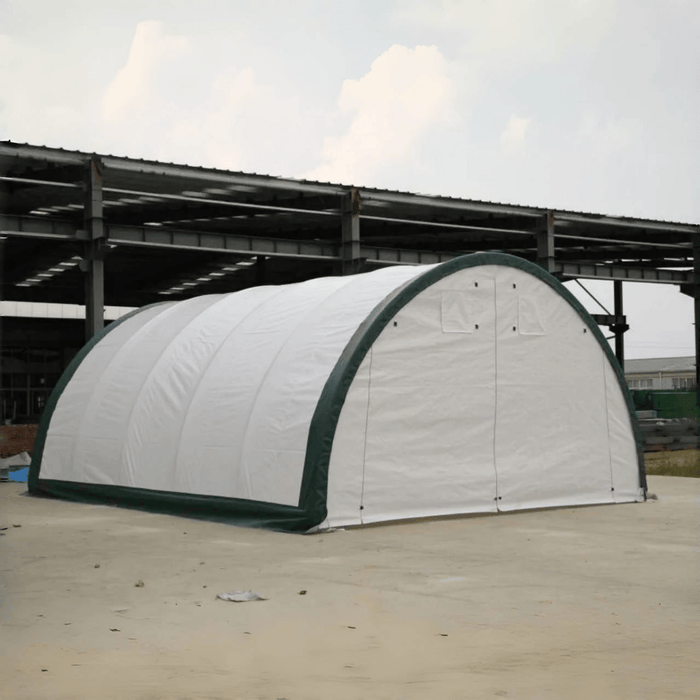 Chery Industrial Gold Mountain 20’ x 42’ x 12’ Single Truss Arch Storage Shelter – 840 sq ft Galvanized Steel Frame, 11 oz PE Canopy