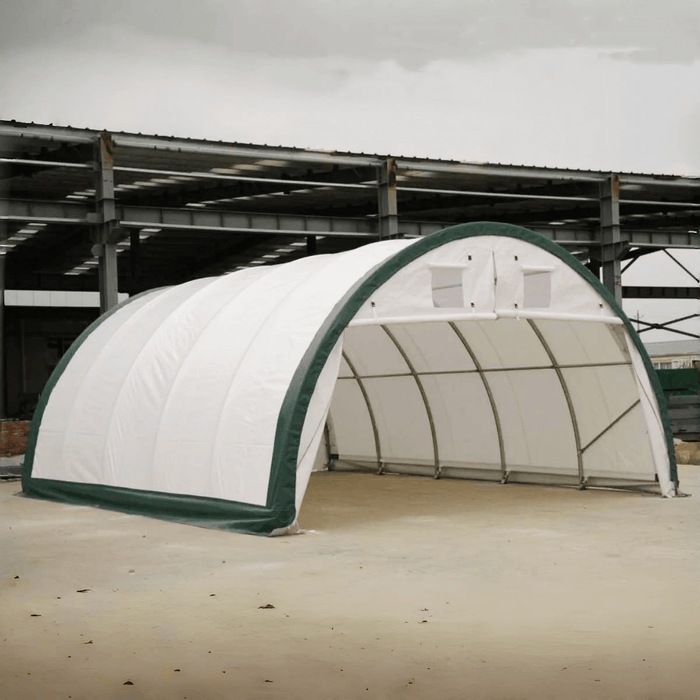 Chery Industrial Gold Mountain 20’ x 42’ x 12’ Single Truss Arch Storage Shelter – 840 sq ft Galvanized Steel Frame, 11 oz PE Canopy