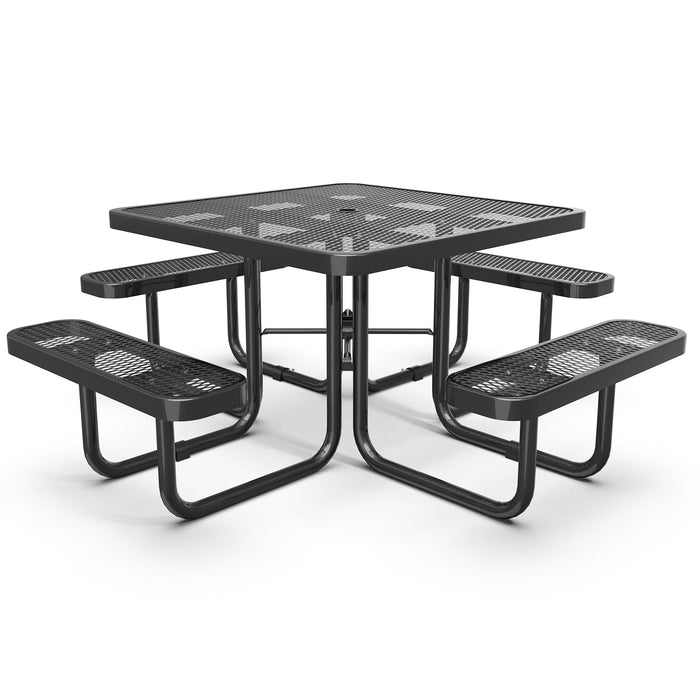 46” Square Metal Picnic Table with Umbrella Hole