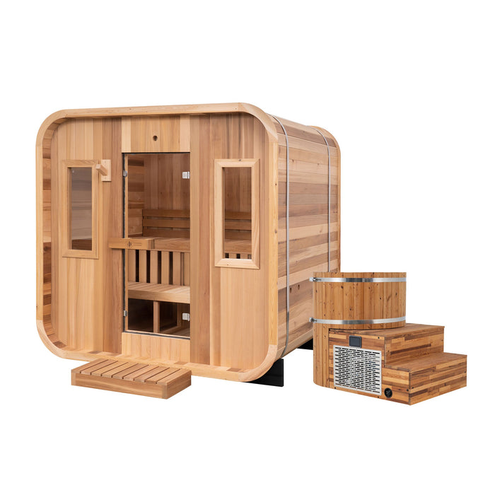 Redwood Outdoors Summit Outdoor Sauna in Cedar x Alaskan All-In-One Cold Plunge