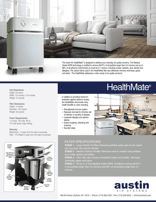 Austin Air HealthMate Air Purifier | Medical-Grade HEPA + Carbon Filtration