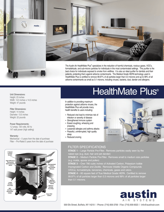 Austin Air HealthMate Plus Air Purifier | Advanced HEPA + Carbon + VOC Filtration