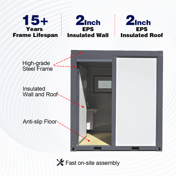 Portable Toilet with Fan‑Shaped Door Shower