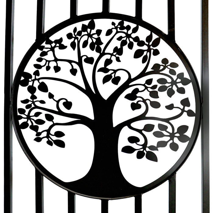16x8 ft Steel Dual Swing Driveway Gate with Tree Pattern