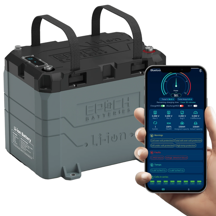 Epoch Batteries 24V 100Ah | Marine Battery | Lithium Trolling Motor Battery | Heated & Bluetooth | LiFePO4 Battery