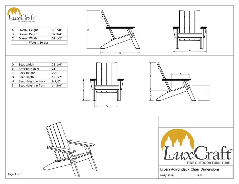 LuxCraft Recycled Plastic Urban Adirondack Chair