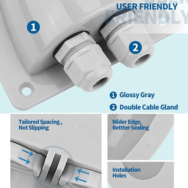 ABS Solar Double Cable Entry Gland Box
