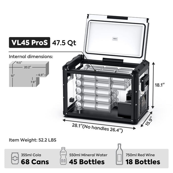 ICECO 47.5QT VL45ProS Single Zone Portable Fridge Freezer | Ship Out Mid-October