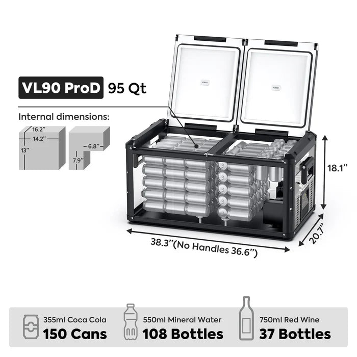 ICECO VL90ProD 95QT Dual Zone RV 12 Volt Fridge Plug in Cooler