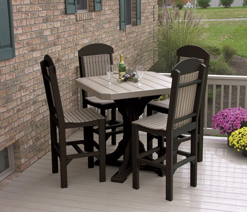 LuxCraft Recycled Plastic 41" Square Poly Table Set with 4 Classic Side Chairs (BAR HEIGHT)