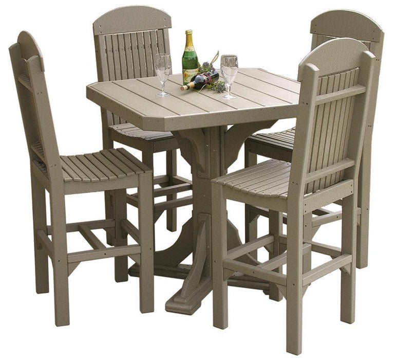 LuxCraft Recycled Plastic 41" Square Poly Table Set with 4 Classic Side Chairs (BAR HEIGHT)