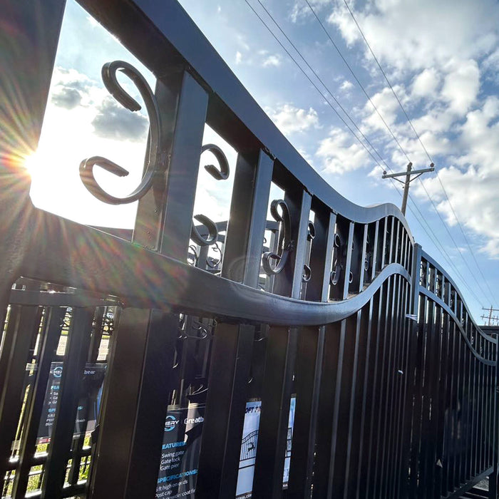 20x8 ft Dual Swing Driveway Gate with Ornamental Posts