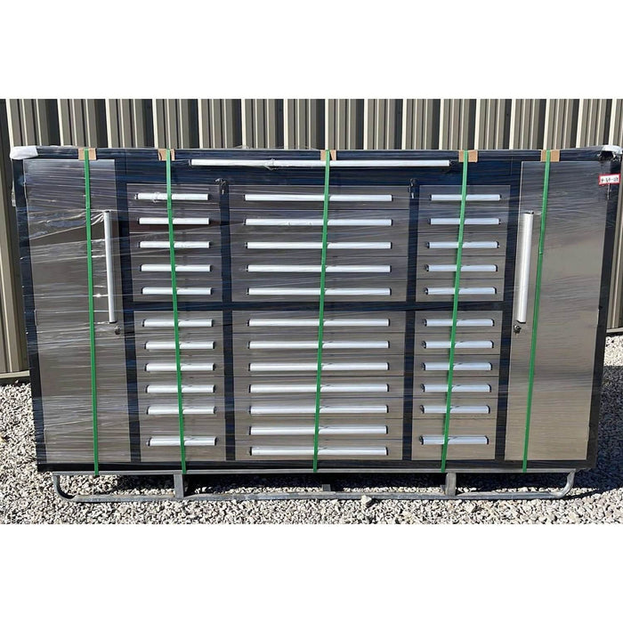 Chery Industrial 9 ft Garage Storage Cabinet with 34 Drawers & 2 Cabinets
