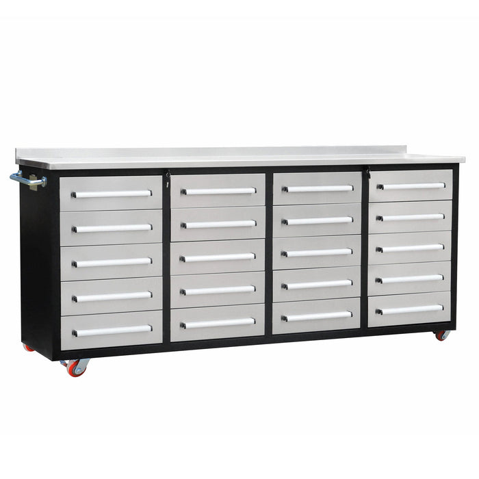 Chery Industrial 7ft 20-Drawer Storage Workbench with Wheels