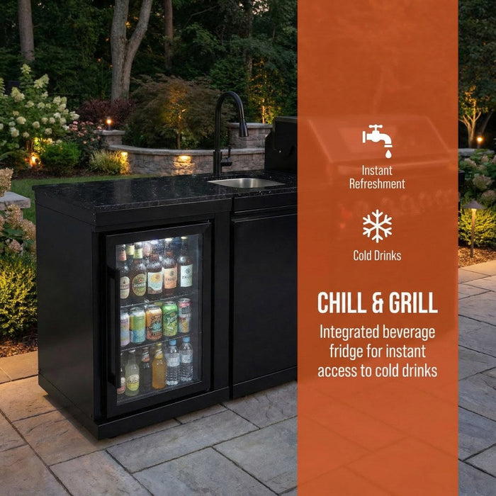 82" 6-Burner 85,000 BTU Gas Outdoor Kitchen Island Grill Stainless Steel Sink Wine Cooler