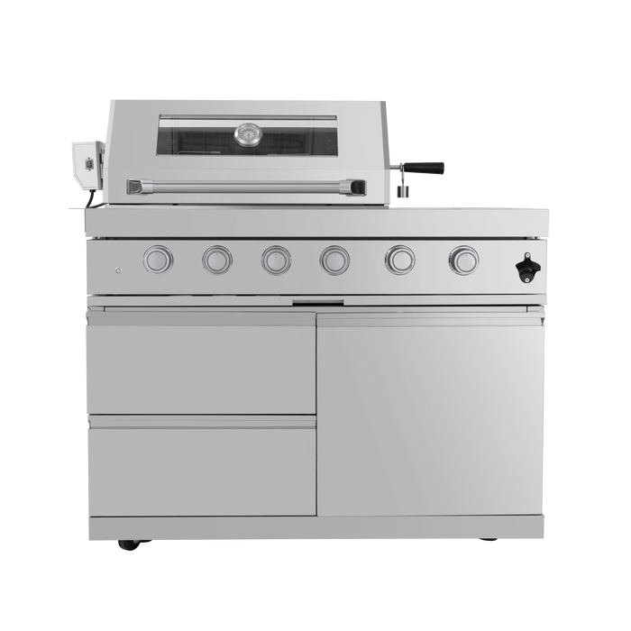 85" 4-Burner 72,000 BTU Stainless Outdoor Kitchen Island Grill with Wine Cooler & Sink Silver