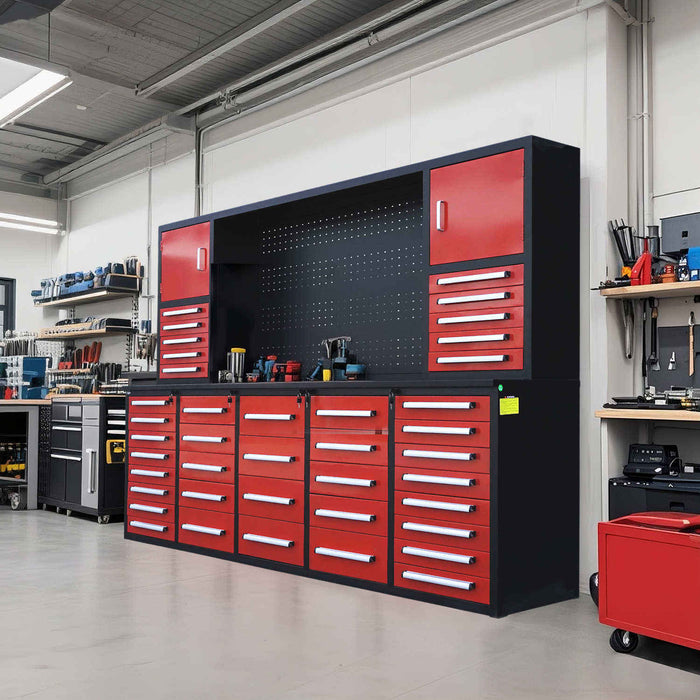 10ft Workbench Cabinet (40 Drawers, 2 Cabinets & 1 Pegboard)