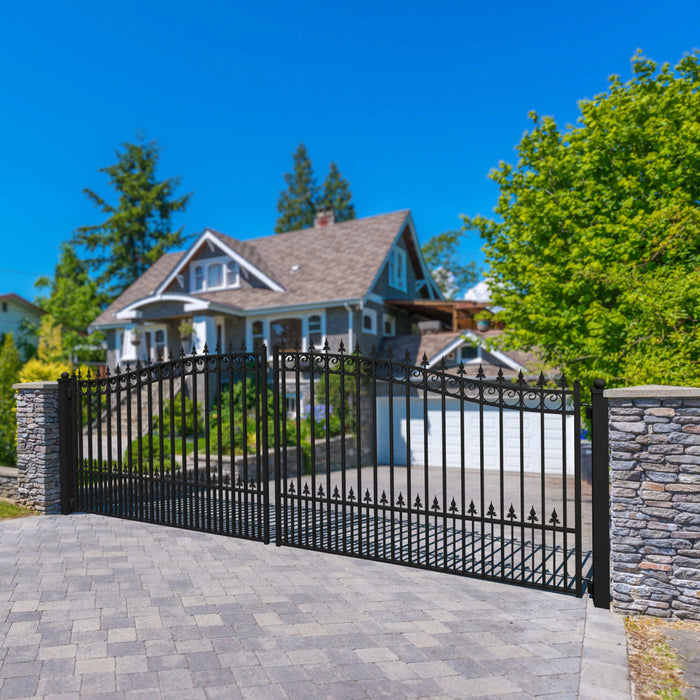 Chery Industrial 18’ x 6’ Steel Dual Swing Driveway Gate Prague‑Style