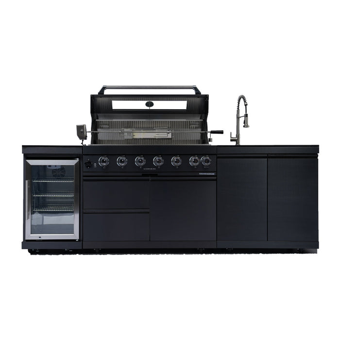 96" 6-Burner 85000 BTU Deluxe Stainless Steel Gas Outdoor Kitchen Island Grill with Wine Cooler & Sink
