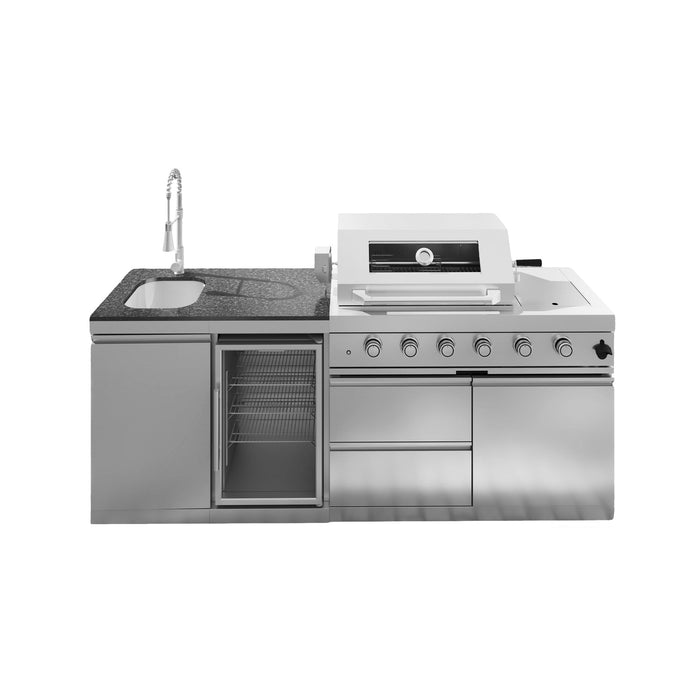 85" 4-Burner 72,000 BTU Stainless Outdoor Kitchen Island Grill with Wine Cooler & Sink Silver