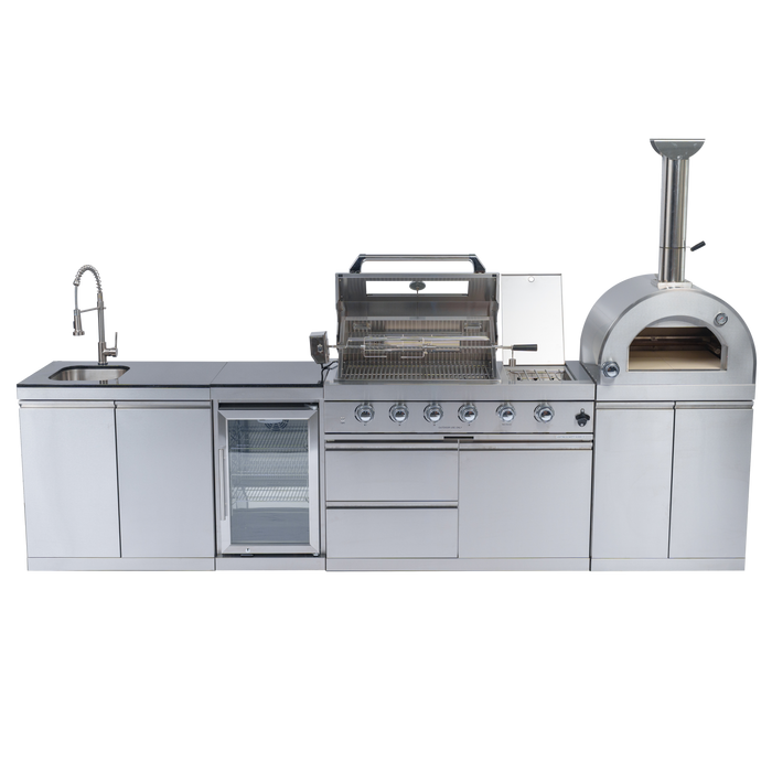 125" 10,8000 BTU 4-Burner Outdoor Kitchen Island Grill with Pizza Oven
