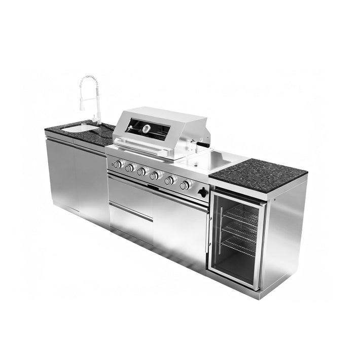 104" 4-Burner 72,000 BTU Silver Outdoor Kitchen Island Grill  with Storage Cabinets & Drawers