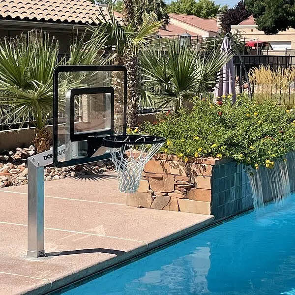 Dominator 40" Acrylic Backboard Poolside Basketball Hoop , In-Ground, Aluminum, Adjustable