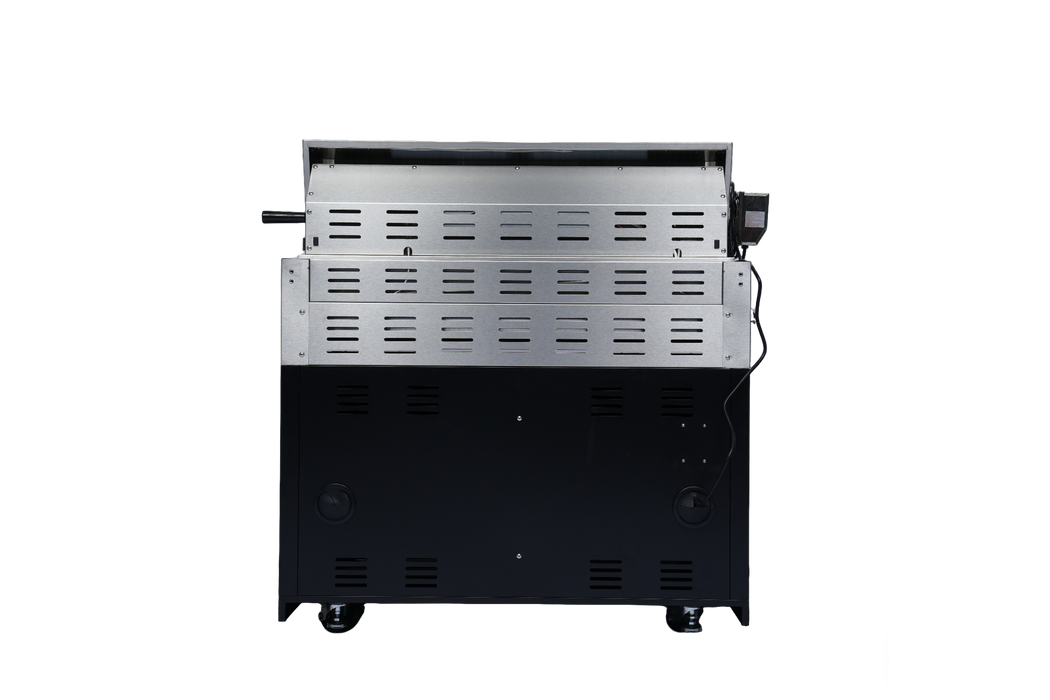 Stainless 82" 6-Burner 85000 BTU Black Outdoor Kitchen Island Grill + Refrigerator + Sink