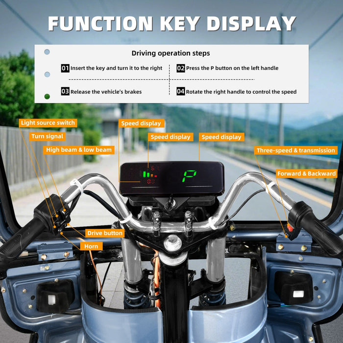 Jinpeng 1500W Electric Cargo Tricycle Truck with Canopy
