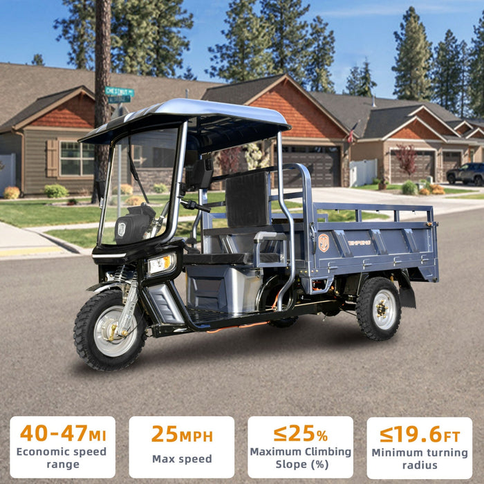 Jinpeng 1500W Electric Cargo Tricycle Truck with Canopy